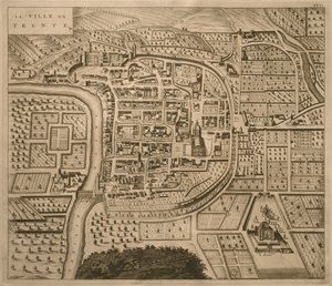 Trenton kartta kirjasta "Les Villes de Venetie", 1704, jonka on julkaissut Pierre Mortier Amsterdamissa.